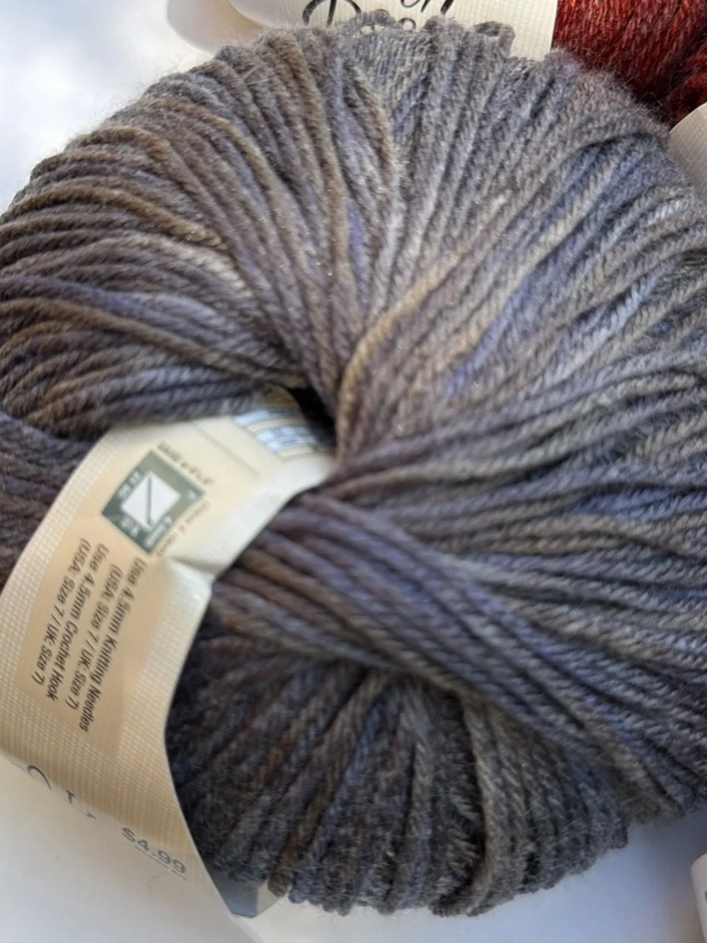 Yarn Bee Sweet Divinity Yarn lot in Red Clay and Mountain View's Gray 7 Skeins